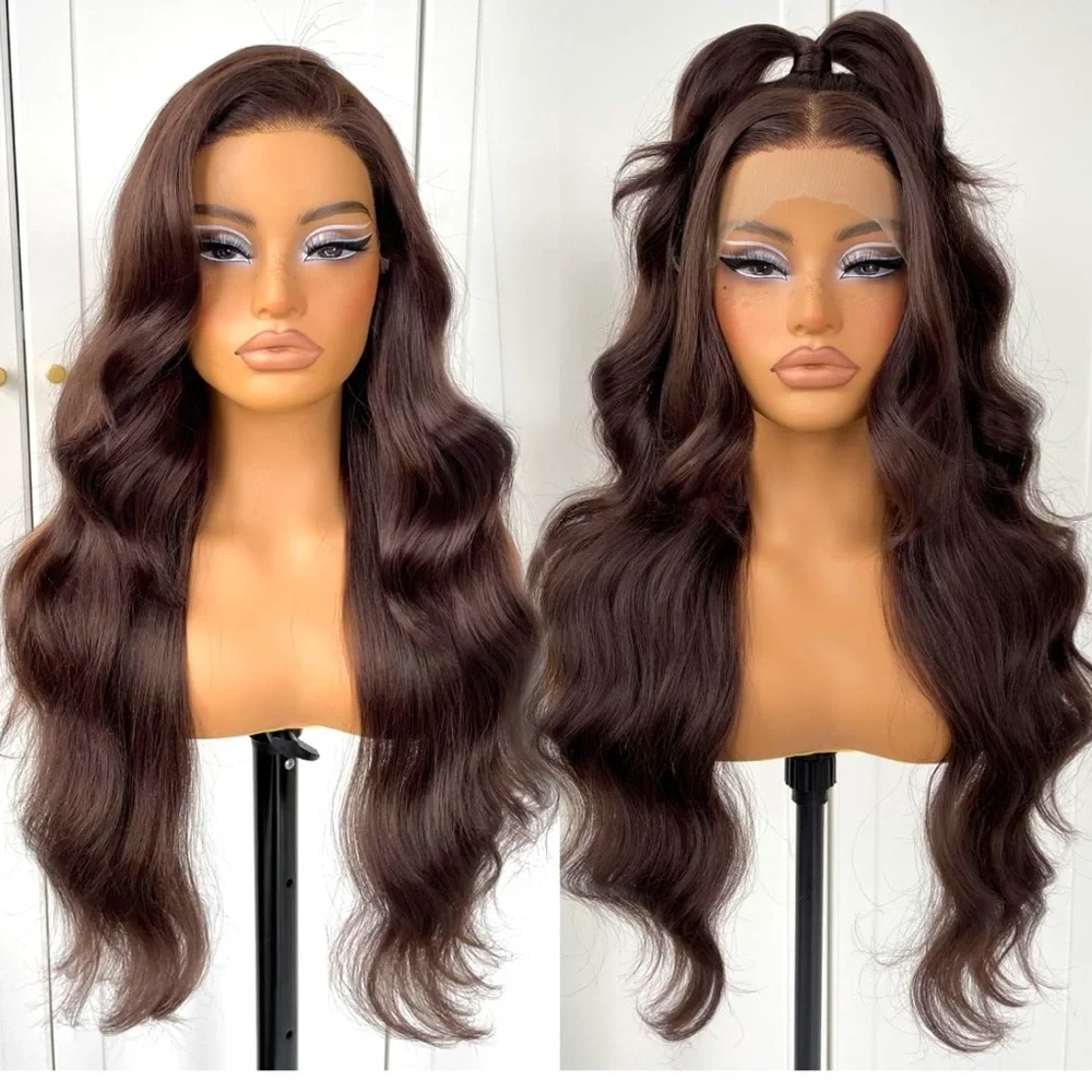 💖Blooming  Chocolate Brown Glueless High-Quality Synthetic Blend Lace Front Wig